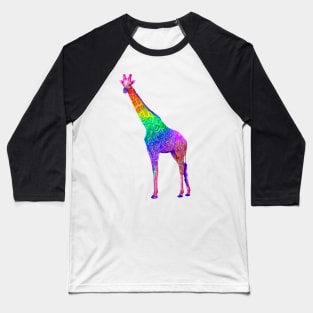 Psychedelic Rainbow Groovy Giraffe Baseball T-Shirt